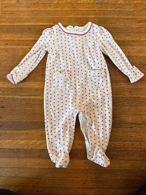GAP White Footed One-Piece with Pink Heart Print